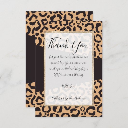 Modern Black Gold Cheetah Leopard Animal Print Bedankkaart (Voorkant / Achterkant)