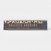 Modern Black Gold Cheetah Leopard Animal Print Bureau Naambordje (Voorkant)