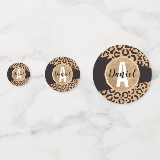 Modern Black Gold Cheetah Leopard Animal Print Confetti (Achterkanten)