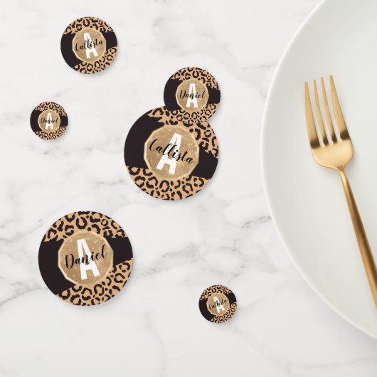 Modern Black Gold Cheetah Leopard Animal Print Confetti (Groep)