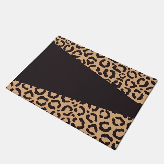 Modern Black Gold Cheetah Leopard Animal Print Deurmat (Schuin)