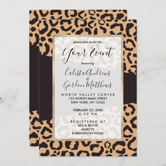 Modern Black Gold Cheetah Leopard Animal Print Kaart (Voorkant / Achterkant)