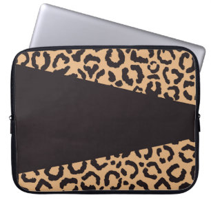 Modern Black Gold Cheetah Leopard Animal Print Laptop Sleeve