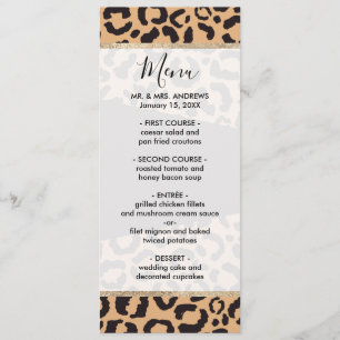 Modern Black Gold Cheetah Leopard Animal Print Menu