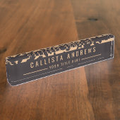 Modern Black Gold Cheetah Leopard Animal Print Naambordje (Zijkant)