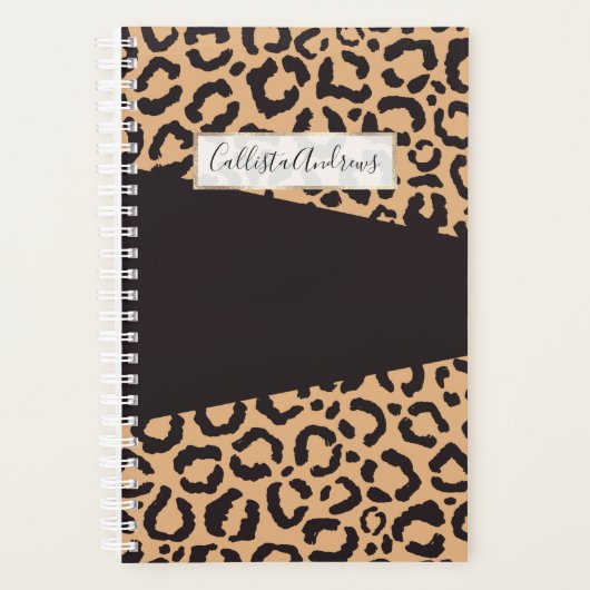 Modern Black Gold Cheetah Leopard Animal Print Planner (Voorkant)