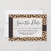 Modern Black Gold Cheetah Leopard Animal Print Save The Date (Voorkant)
