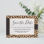 Modern Black Gold Cheetah Leopard Animal Print Save The Date (Staand voorkant)