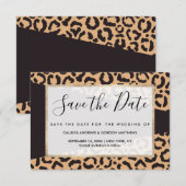 Modern Black Gold Cheetah Leopard Animal Print Save The Date (Voorkant / Achterkant)