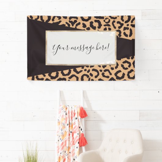 Modern Black Gold Cheetah Leopard Animal Print Spandoek (Insitu)