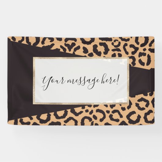 Modern Black Gold Cheetah Leopard Animal Print Spandoek (Horizontaal)