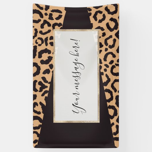 Modern Black Gold Cheetah Leopard Animal Print Spandoek (Verticaal)