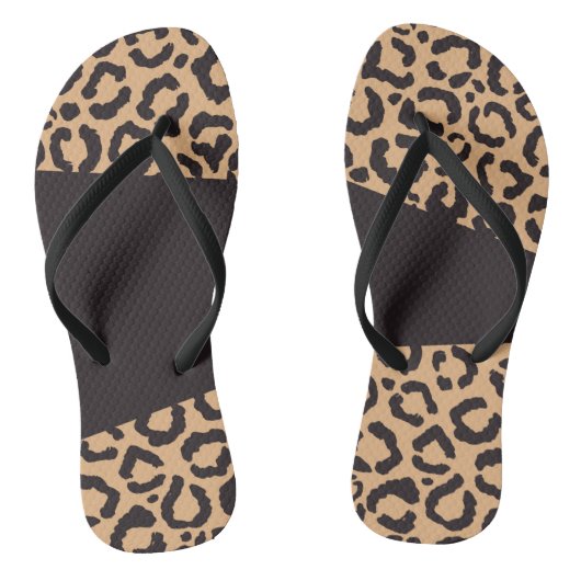 Modern Black Gold Cheetah Leopard Animal Print Teenslippers (Voetbed)