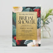 Modern Black Gold Cherry Blossom Vrijgezellenfeest Kaart (Staand voorkant)