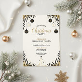 Modern Black Gold Christmas Party Invitation Kaart