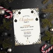 Modern Black Gold Christmas Party Invitation Kaart