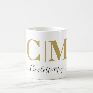 Modern Black Gold Company Monogram Business Name Koffiemok