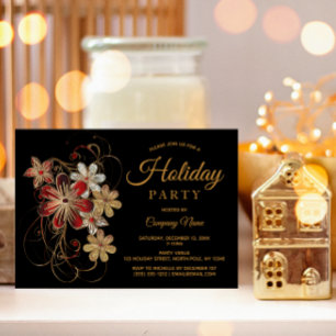 Modern Black Gold Corporate Holiday Party Kaart