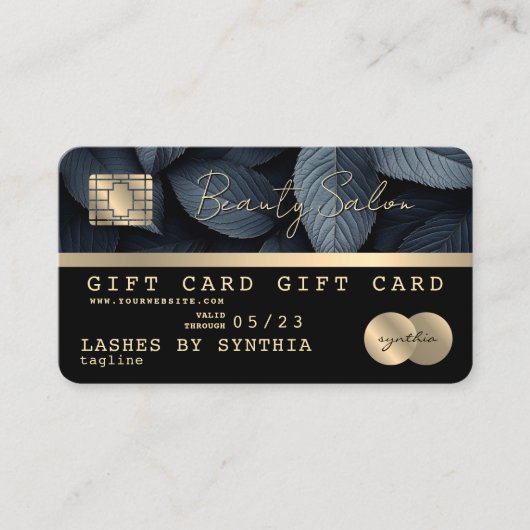 Modern Black Gold Credit Kaart Cadeaubon Visitekaartje (Voorkant)