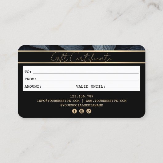 Modern Black Gold Credit Kaart Cadeaubon Visitekaartje (Achterkant)