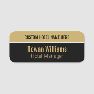 Modern Black Gold Custom Hotel Medewerker Naamplaatje