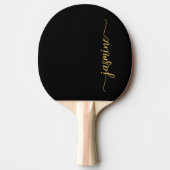 Modern Black Gold Custom Name Signature Script Tafeltennisbatje (Voorkant)