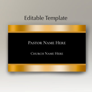 Modern Black & Gold Custom Text Church Pastor  Visitekaartje