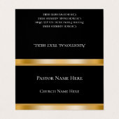 Modern Black & Gold Custom Text Church Pastor  Visitekaartje (Buitenkant ongevouwen)