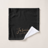 Modern Black Gold Feminine Script Name Bad Handdoek (Wasdoekje)
