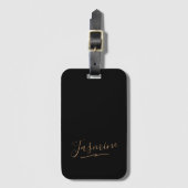 Modern Black Gold Feminine Script Name Bagagelabel (Voorkant (verticaal))