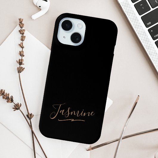 Modern Black Gold Feminine Script Name Case-Mate iPhone Case