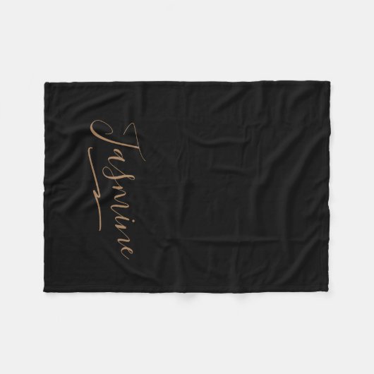 Modern Black Gold Feminine Script Name Fleece Deken (Voorkant (Horizontaal))