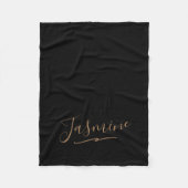 Modern Black Gold Feminine Script Name Fleece Deken (Voorkant)