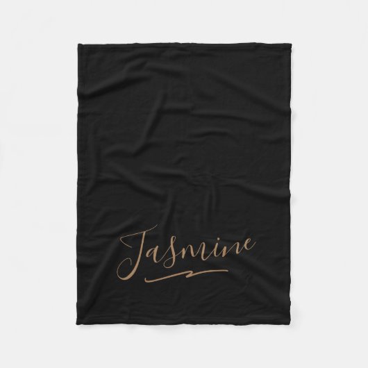 Modern Black Gold Feminine Script Name Fleece Deken (Voorkant)