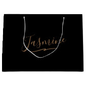 Modern Black Gold Feminine Script Name Groot Cadeauzakje (Voorkant)