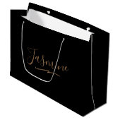 Modern Black Gold Feminine Script Name Groot Cadeauzakje (Voorkant Gekanteld)