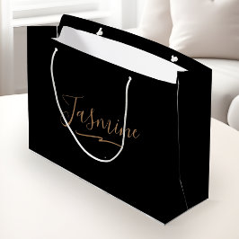 Modern Black Gold Feminine Script Name Groot Cadeauzakje