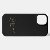 Modern Black Gold Feminine Script Name iPhone Hoesje (Achterkant horizontaal)