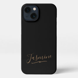 Modern Black Gold Feminine Script Name iPhone 13 Hoesje