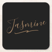 Modern Black Gold Feminine Script Name Kartonnen Onderzetters (Voorkant)