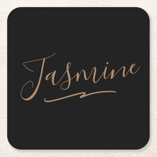 Modern Black Gold Feminine Script Name Kartonnen Onderzetters (Voorkant)