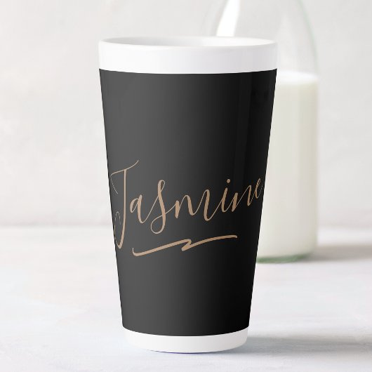 Modern Black Gold Feminine Script Name Latte Mok