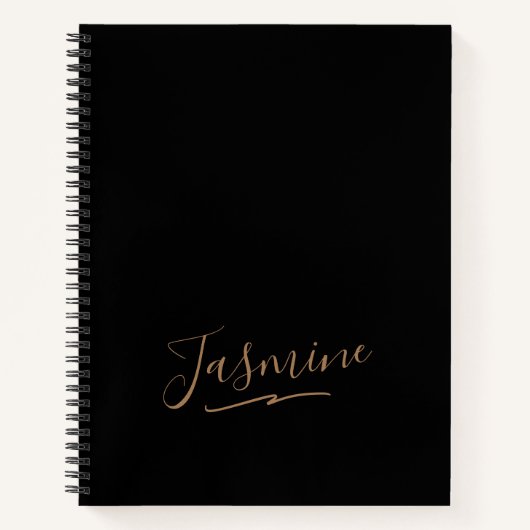 Modern Black Gold Feminine Script Name Notitieboek (Voorkant)