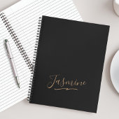 Modern Black Gold Feminine Script Name Notitieboek