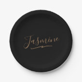 Modern Black Gold Feminine Script Name Papieren Bordje (Voorkant)