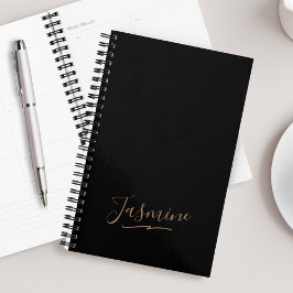 Modern Black Gold Feminine Script Name Planner