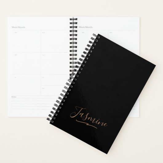 Modern Black Gold Feminine Script Name Planner (Display)