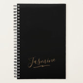 Modern Black Gold Feminine Script Name Planner (Voorkant)