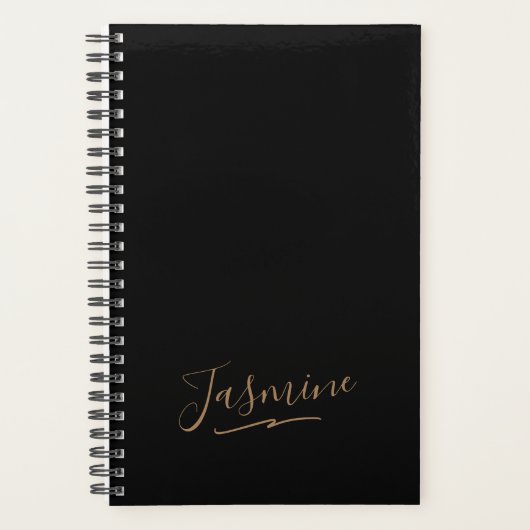 Modern Black Gold Feminine Script Name Planner (Voorkant)