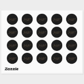 Modern Black Gold Feminine Script Name Ronde Sticker (Vel)